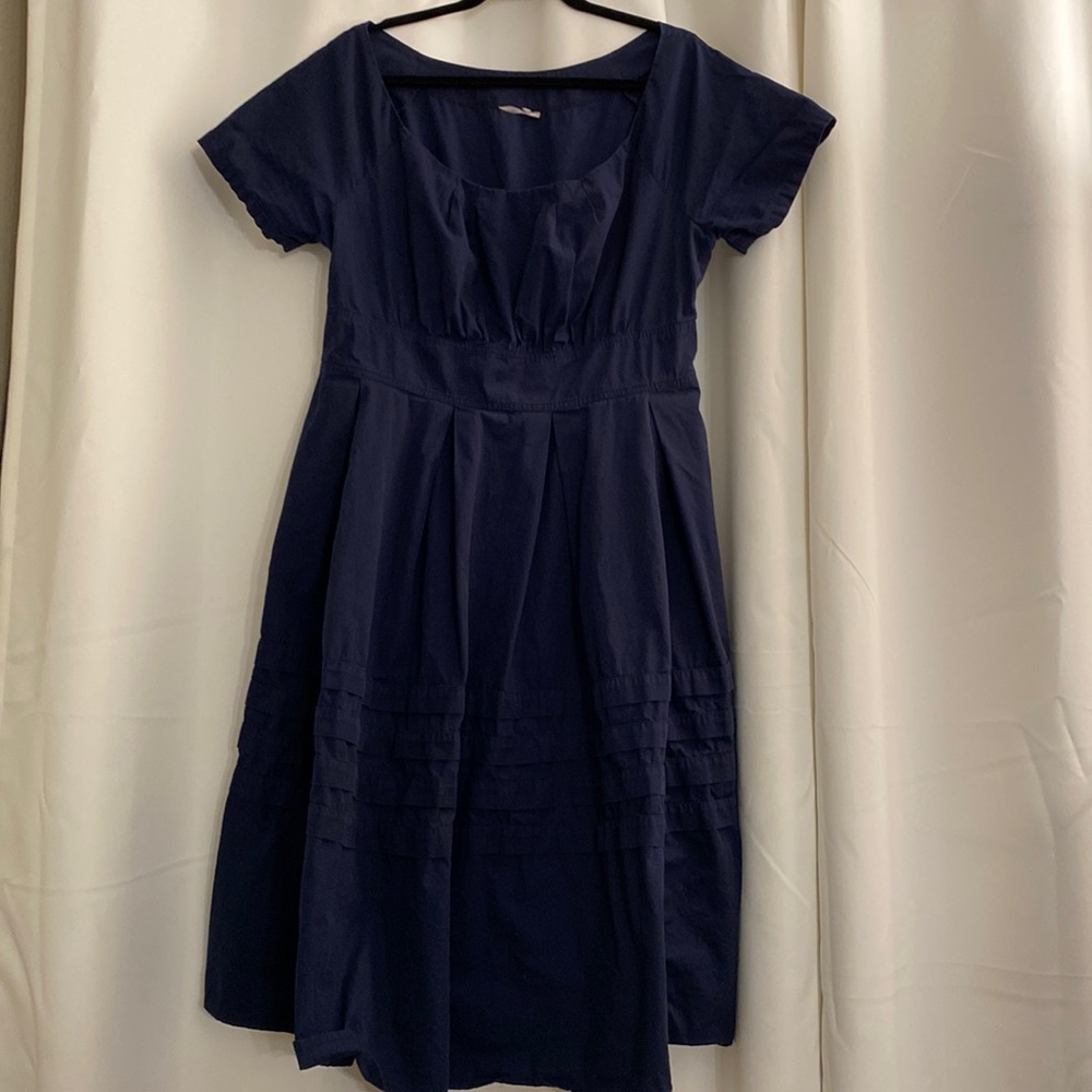 Size 2X Dark blue cotton poplin eShakti dress